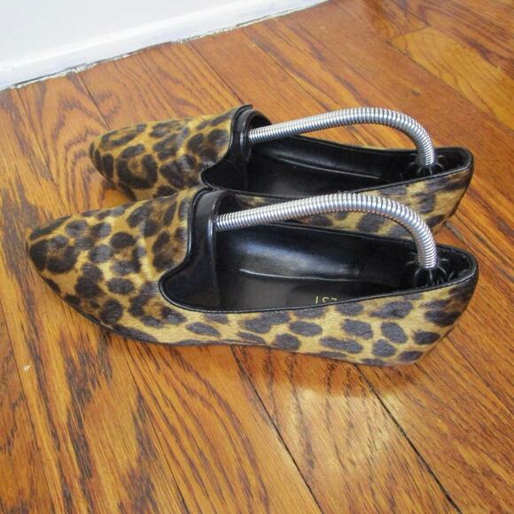 Nine West Black & Gold Leopard Print Loafers Size 7M Ballet Flats Moto Boho Edgy - Picture 3 of 16